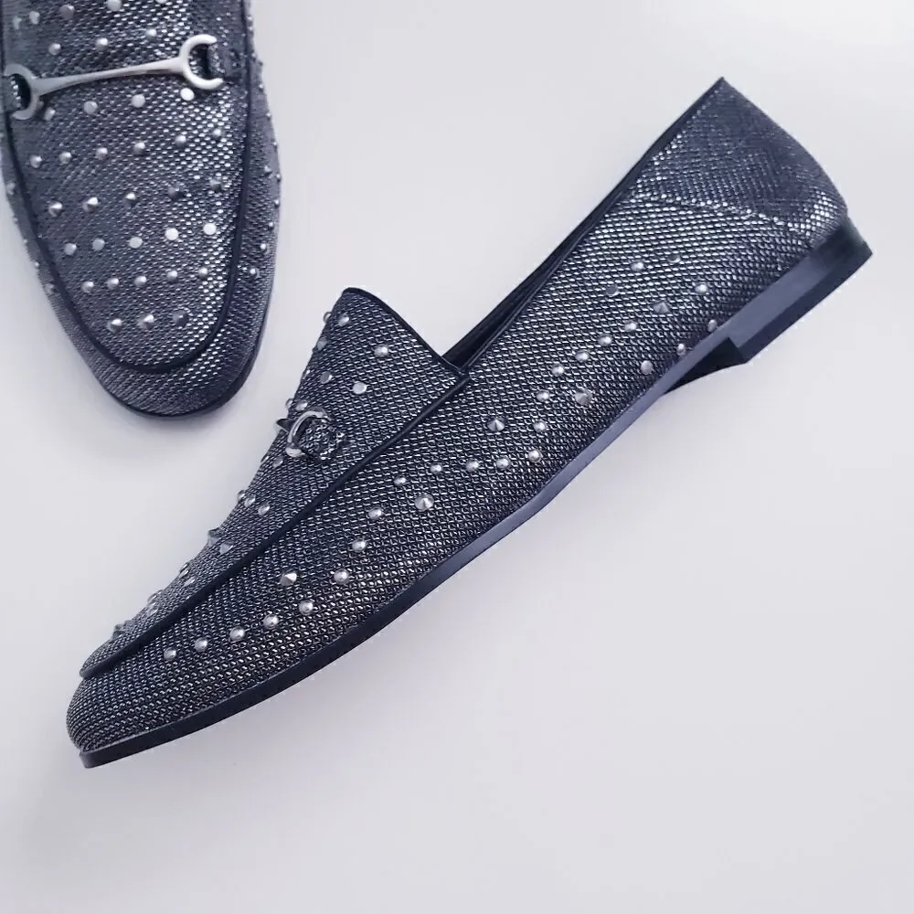 Nine West Westoy Black Metallic Studded Loafer